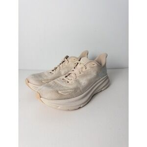 Hoka One One‎ Clifton 9 Womens Shoes 10.5B Tan Running Sneakers Lace Up